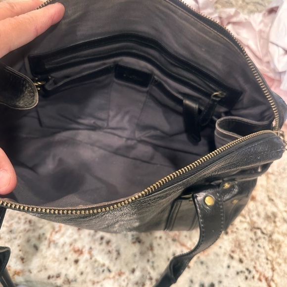 Cole Haan vintage black genuine leather purse bag shoulder straps western moto - Picture 13 of 16